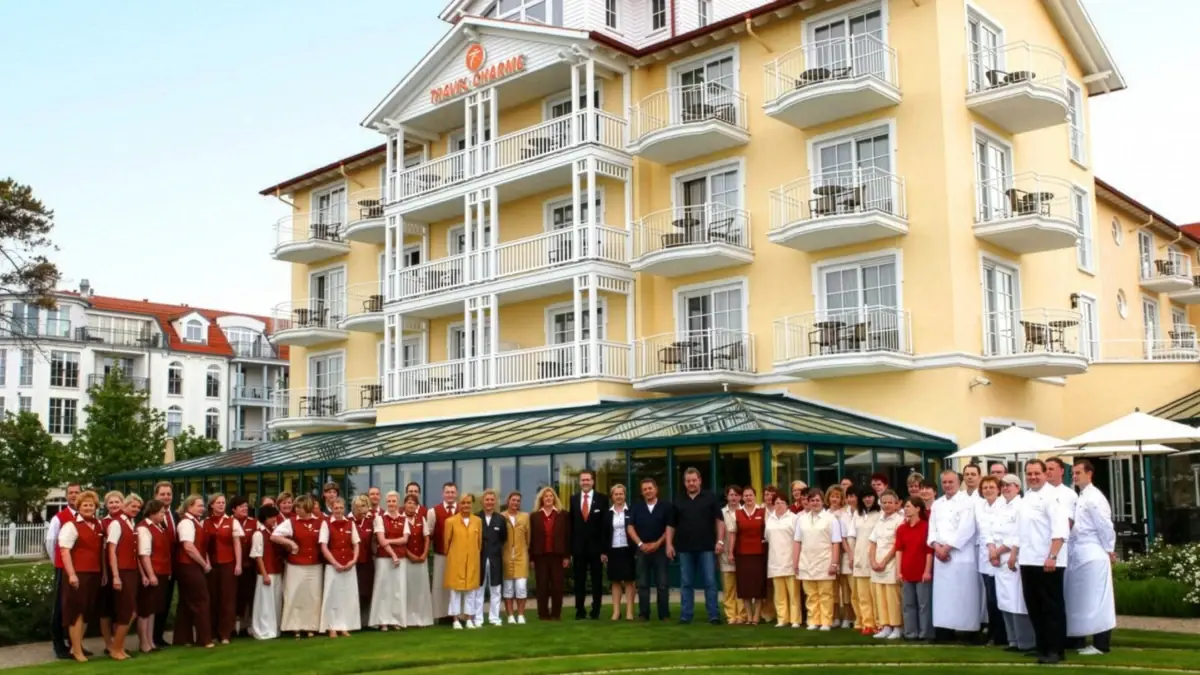 Ostseehotel mit den Mitarbeitenden aus den Anfangsjahren
